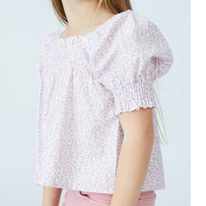 Cotton On Luna Smocked Puff Sleeve A Line Floral Print Kids Girls 5 Shirt Blouse